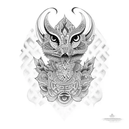 alebrije with mayan patterns tattoo design idea