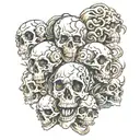 mountain of skulls and bones tattoo design idea