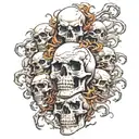 mountain of skulls and bones tattoo design idea