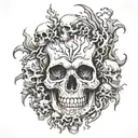 mountain of skulls and bones tattoo design idea