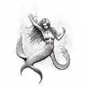 mermaid scary tattoo design idea