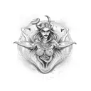 mermaid scary tattoo design idea