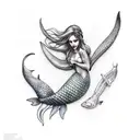 mermaid scary tattoo design idea