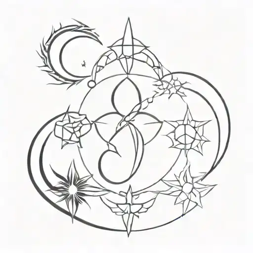 Create a small tattoo of cancer sun gemini moon and scorpio rising using astrological symbols tattoo design idea