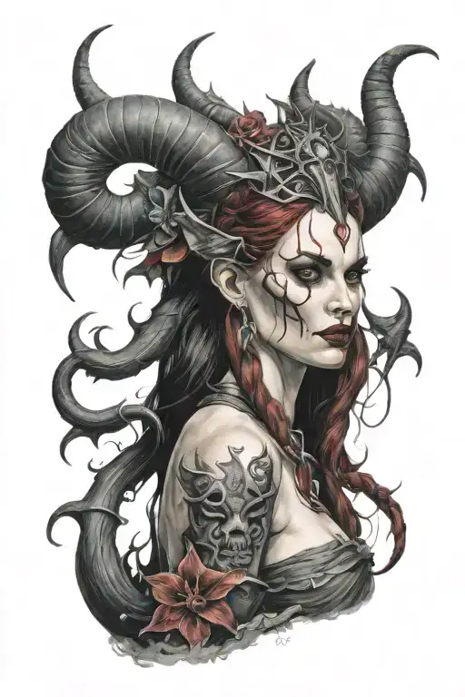Lilith Mephisto diablo 4 tattoo design idea