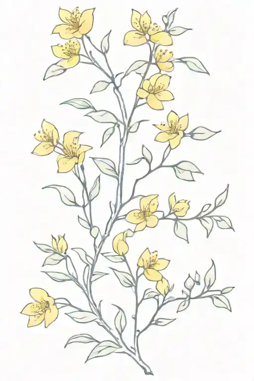 spine tattoo of a vine of flowers with a goldenrod, violet, yellow jasmine, and dogwood flowers  tattoo design idea