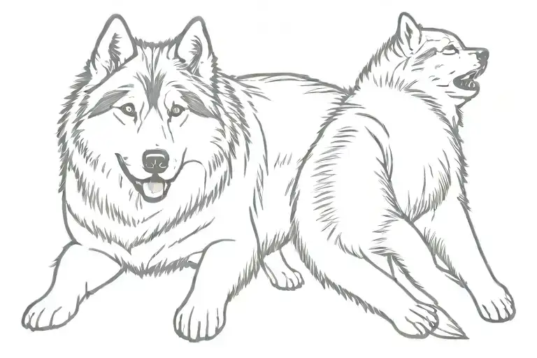 2 Alaskan Malamutes tattoo design idea