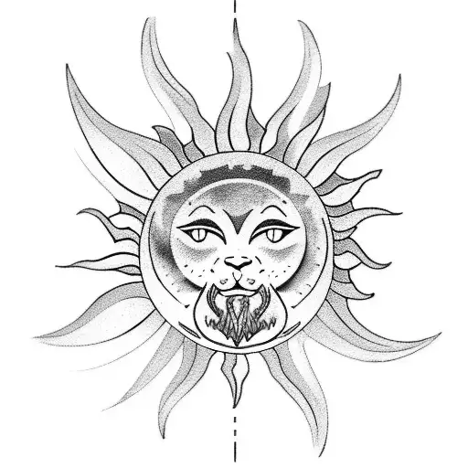 sun and leo zodiac  tattoo design idea
