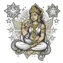 lakshmi sitting with stars behind her david stars in 4 stars theres a M a M a K a P   tattoo design idea