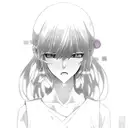 A psychedelic anime scene with characters dancing in a trance-like state to techno music tattoo design idea