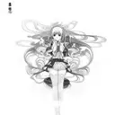 A psychedelic anime scene with characters dancing in a trance-like state to techno music tattoo design idea