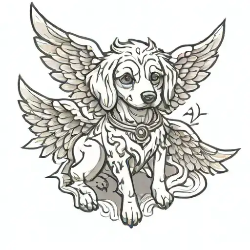 dog with angel wings  tattoo design idea