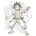 Luffy from anime one piece in 5 gear tattoo design idea