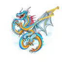 Dragon with clarinet tattoo design idea