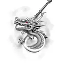 Dragon with clarinet tattoo design idea