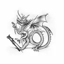 Dragon with clarinet tattoo design idea