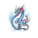 Dragon with clarinet tattoo design idea