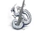 Dragon playing clarinet tattoo design idea