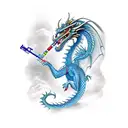 Dragon playing clarinet tattoo design idea