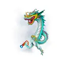 Dragon playing clarinet tattoo design idea