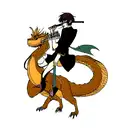 Dragon with clarinet tattoo design idea
