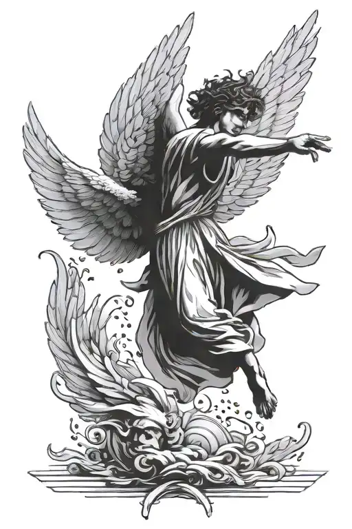 icarus falling angel tattoo design idea