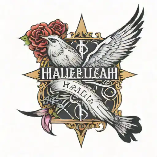the word hallelujah broken  tattoo design idea