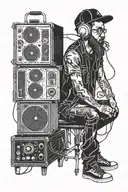 sound engineer with speakers tattoo design idea
