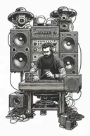 sound engineer with speakers tattoo design idea
