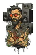 Sound engineer with speakers tattoo design idea