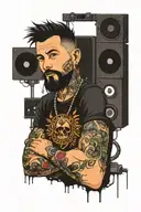 Sound engineer with speakers tattoo design idea