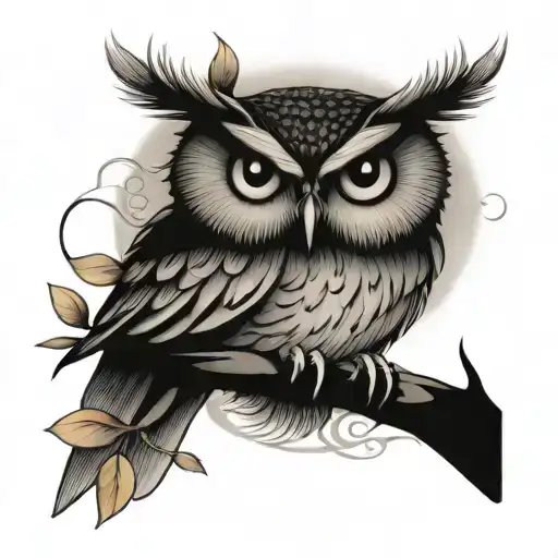 owl perched ontop tattoo design idea