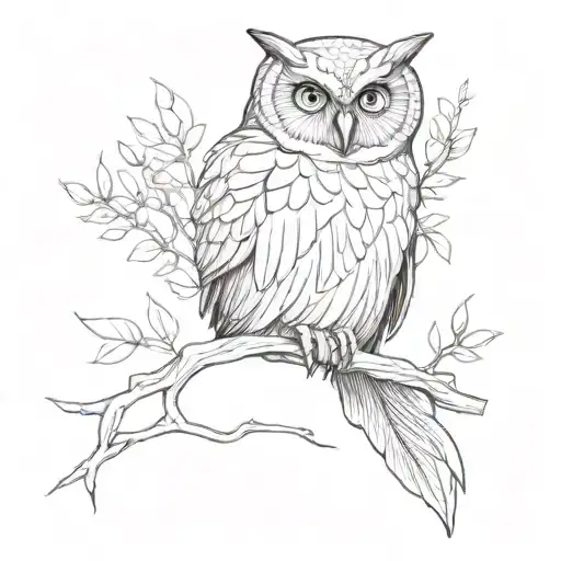 owl perched tattoo design idea