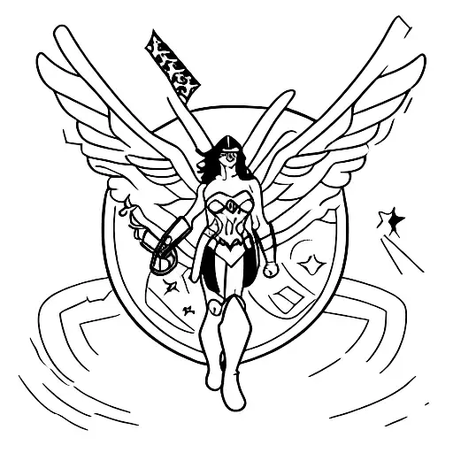 a set of images with WONDER WOMAN themes CIVIL ENGINEERING TRIATHLON COFFEE SCORPION PHOENIX DOPAMINE CAPIVARA LGBT GIRL tattoo design idea