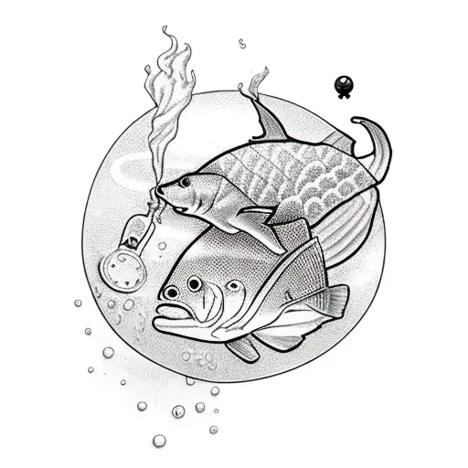 A blackwork tattoo of a military medic performing a life-saving procedure underwater tattoo design idea
