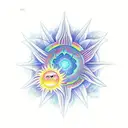 Sun Moon Flower Butterfly Cloud Stars  tattoo design idea