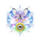 Sun Moon Flower Butterfly Cloud Stars  tattoo design idea