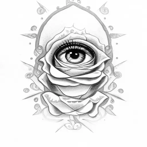 Chicano eye with dollar rose and text tattoo design idea