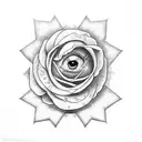 Chicano eye with dollar rose and text tattoo design idea