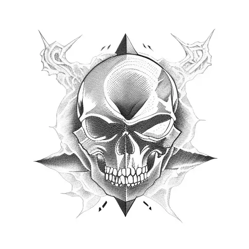 Witch, skull, library, mind tattoo design idea