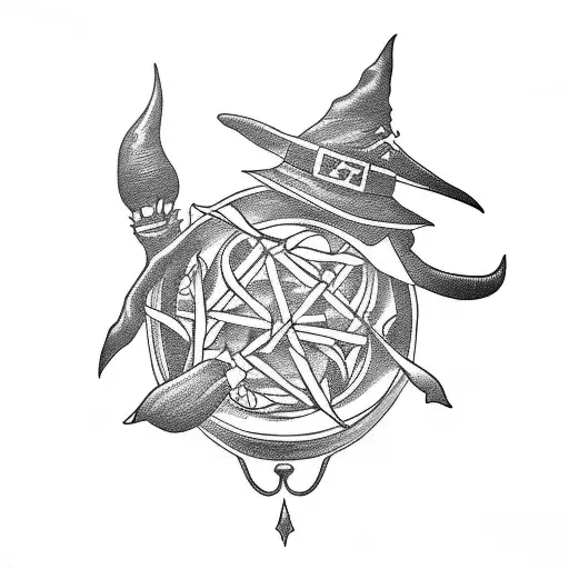 Witch,  library, mind tattoo design idea