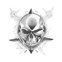 Witch, skull, library, mind tattoo design idea