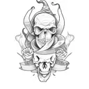 Witch, skull, library, mind tattoo design idea