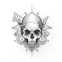Witch, skull, library, mind tattoo design idea