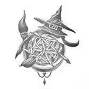 Witch,  library, mind tattoo design idea