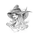Witch,  library, mind tattoo design idea