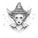 Witch,  library, mind tattoo design idea