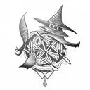 Witch,  library, mind tattoo design idea