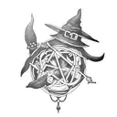 Witch,  library, mind tattoo design idea