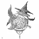 Witch,  library, mind tattoo design idea